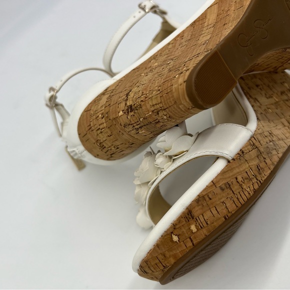 JESSICA SIMPSON White Jeffina Leather Wedge Sandals Size 9M - Picture 11 of 12